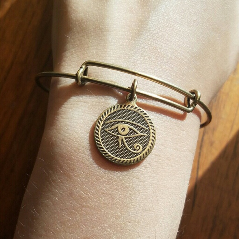 Alex and Ani Egyptian eye gold charm bracelet